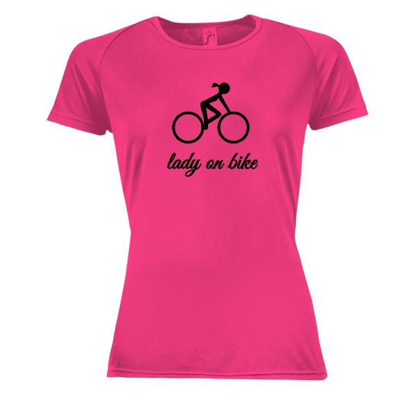 Dámské funkční tričko s potiskem lady on bike - funkční