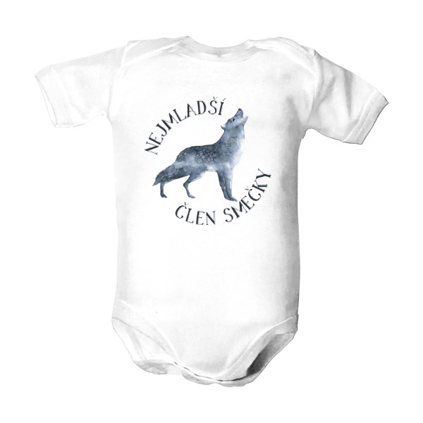 Dětské body  s potiskem Nejmladší člen smečky