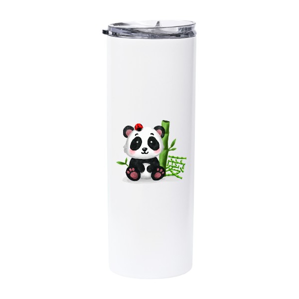 Nerezová svítící nádoba s brčkem  s potiskem Panda s beruškou