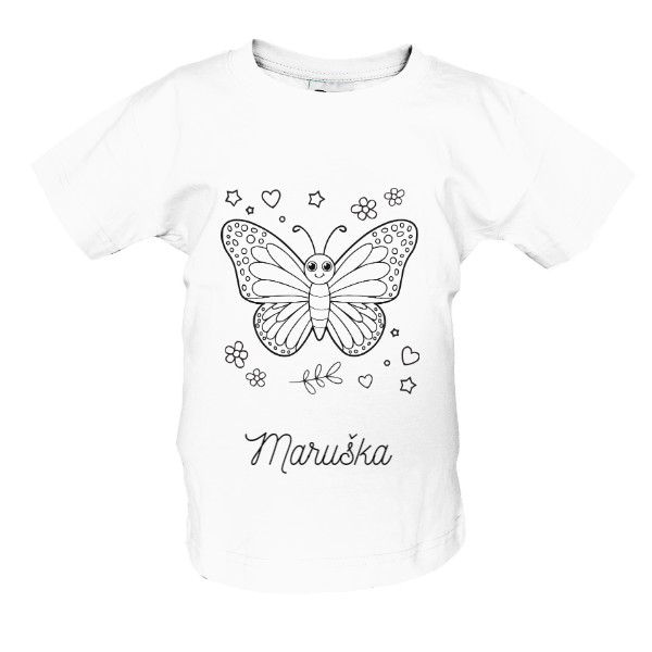 Tričko s potiskem Vybarvovací motýl jednoduchý se jménem
